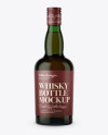 Green Glass Whiskey Bottle Mockup - Front View