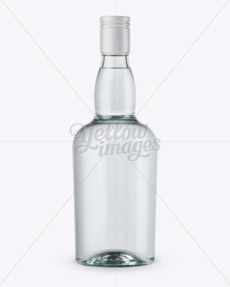 Clear Glass Vodka Bottle Mockup - Front View Clear Glass Vodka Bottle Mockup - Front View