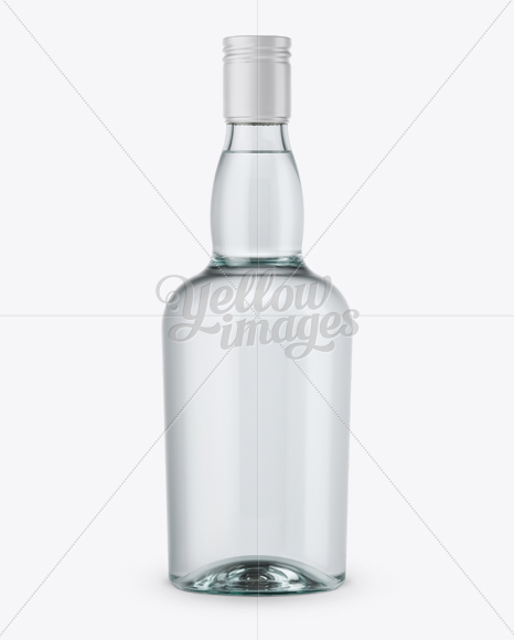 Clear Glass Vodka Bottle Mockup - Front View