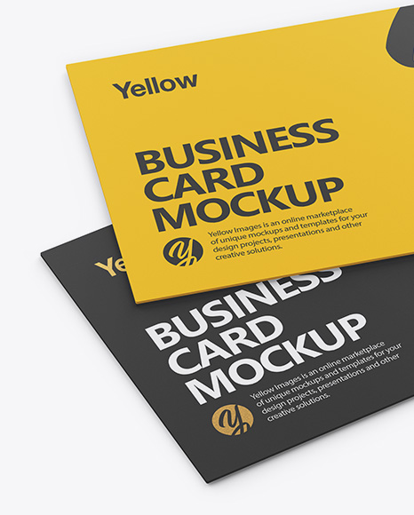 Two Business Cards Mockup - Half Side View