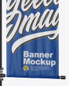 Two Matte Banners Mockup - Half Side View