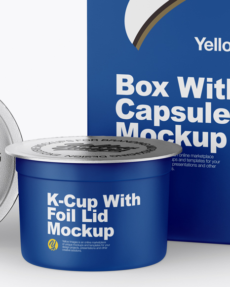 Box w/ Three Matte K-Cups Mockup