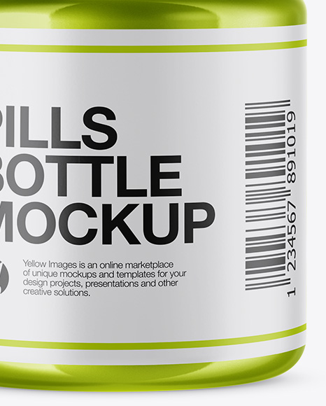 Metallic Pills Bottle Mockup