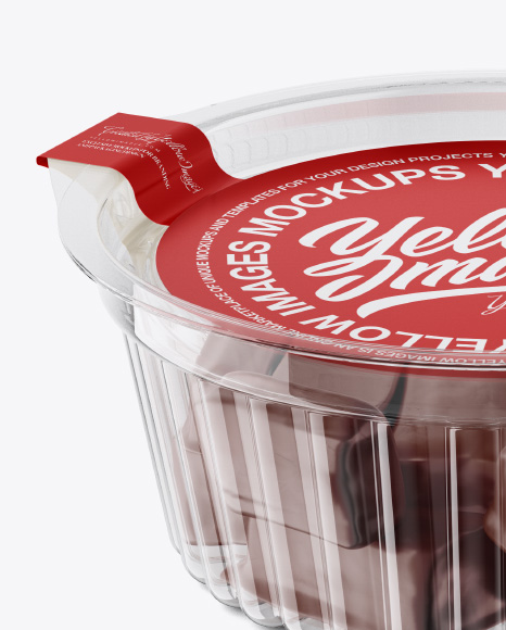 Transparent Container with Sweets Mockup - Front View (High-Angle Shot)