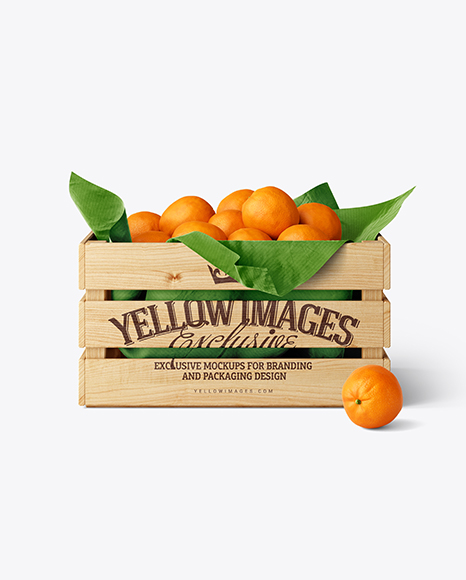 Wooden Crate With Oranges Mockup