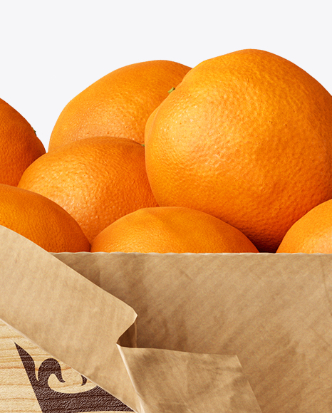 Wooden Crate With Oranges Mockup