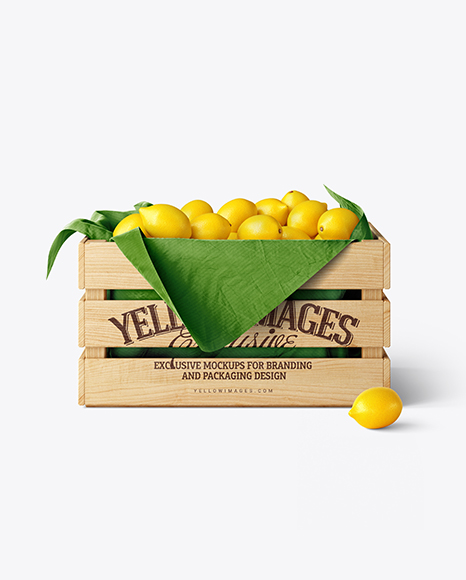 Wooden Crate With Lemons Mockup