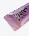 Glossy Stick Sachet Mockup - Half side View (High-Angle Shot)