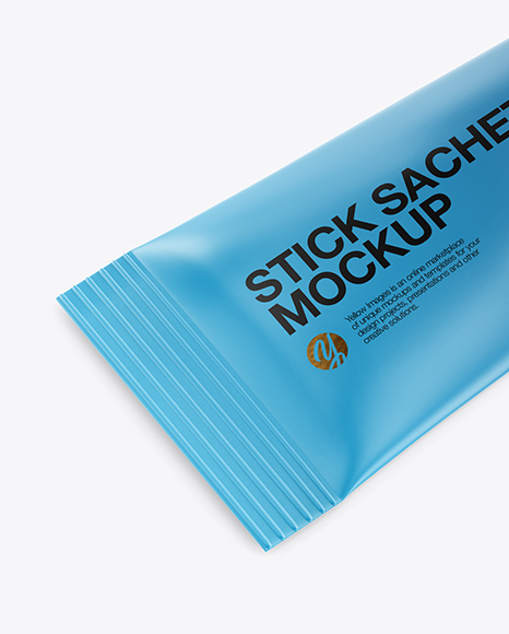 Matte Stick Sachet Mockup - Half Side View (High-Angle Shot)