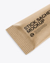 Kraft Stick Sachet Mockup - Half Side View (High-Angle Shot)