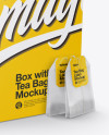 Box with Two Tea Bags Mockup - Half Side View (High-Angle Shot)