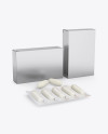 Two Metallic Boxes With Suppositories Mockup - Half Side view