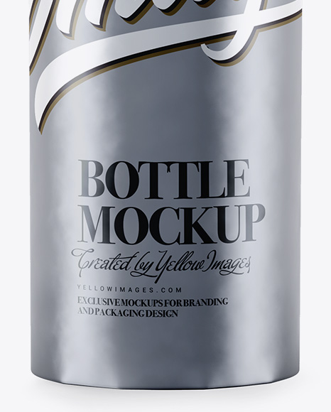 Bottle in Matte Metallic Paper Wrap Mockup