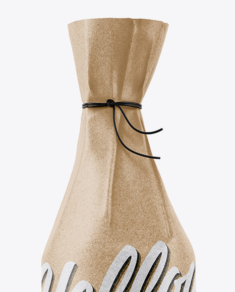 Bottle in Kraft Paper Wrap Mockup