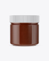 Clear Glass Jar w/ BBQ Sauce Mockup