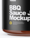 Clear Glass Jar w/ BBQ Sauce Mockup