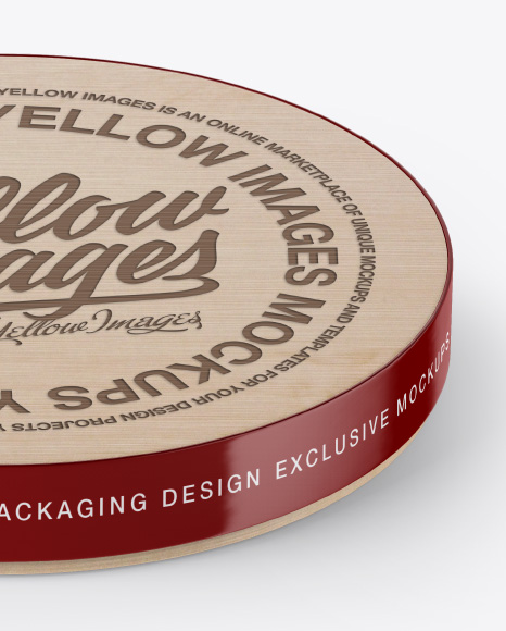 Wooden Round Pack Mockup - Front (High-Angle Shot) &amp; Bottom Views