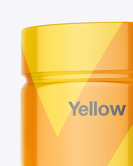 Plastic Jar in Glossy Shrink Sleeve Mockup