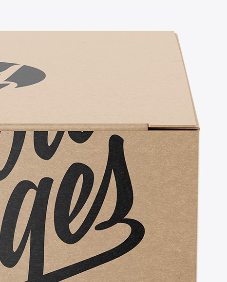 Kraft Paper Box Mockup - Front View (High-Angle Shot)