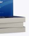 4 Glossy Softcover Books Mockup - Half Side View