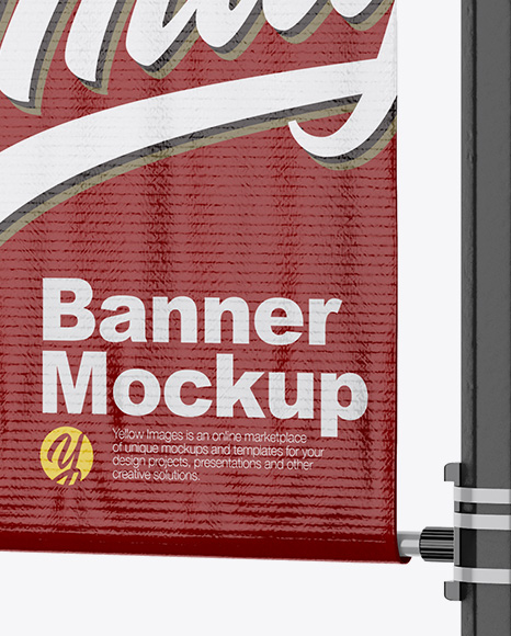 Glossy Banner on Pillar Mockup - Half Side View