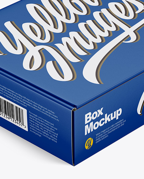 Paper Box Mockup - Half Side View (High Angle Shot)