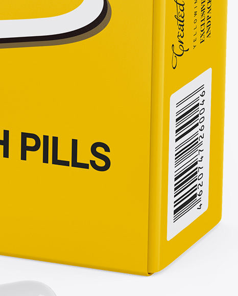 Glossy Box w/ Pills Mockup - Half Side View