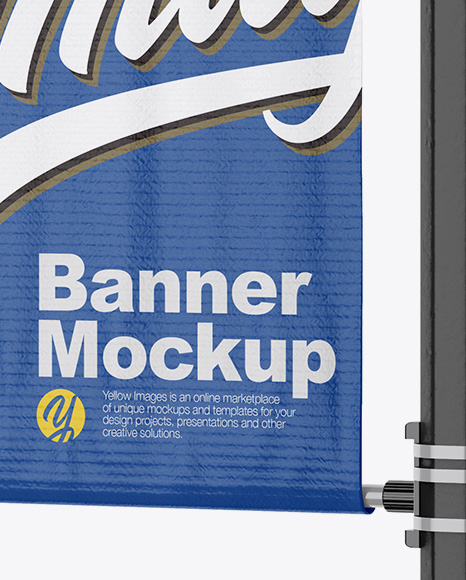 Matte Banner on Pillar Mockup - Half Side View