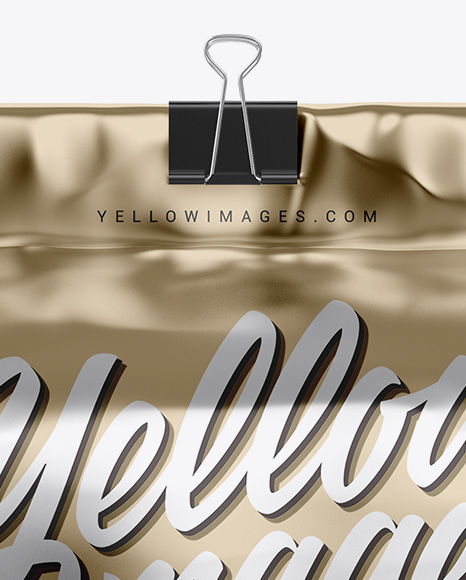Metallic Coffee Bag With Clip Mockup - Front View Metallic Coffee Bag With Clip Mockup - Front View