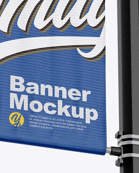 Matte Banner on Pillar Mockup - Half Side View