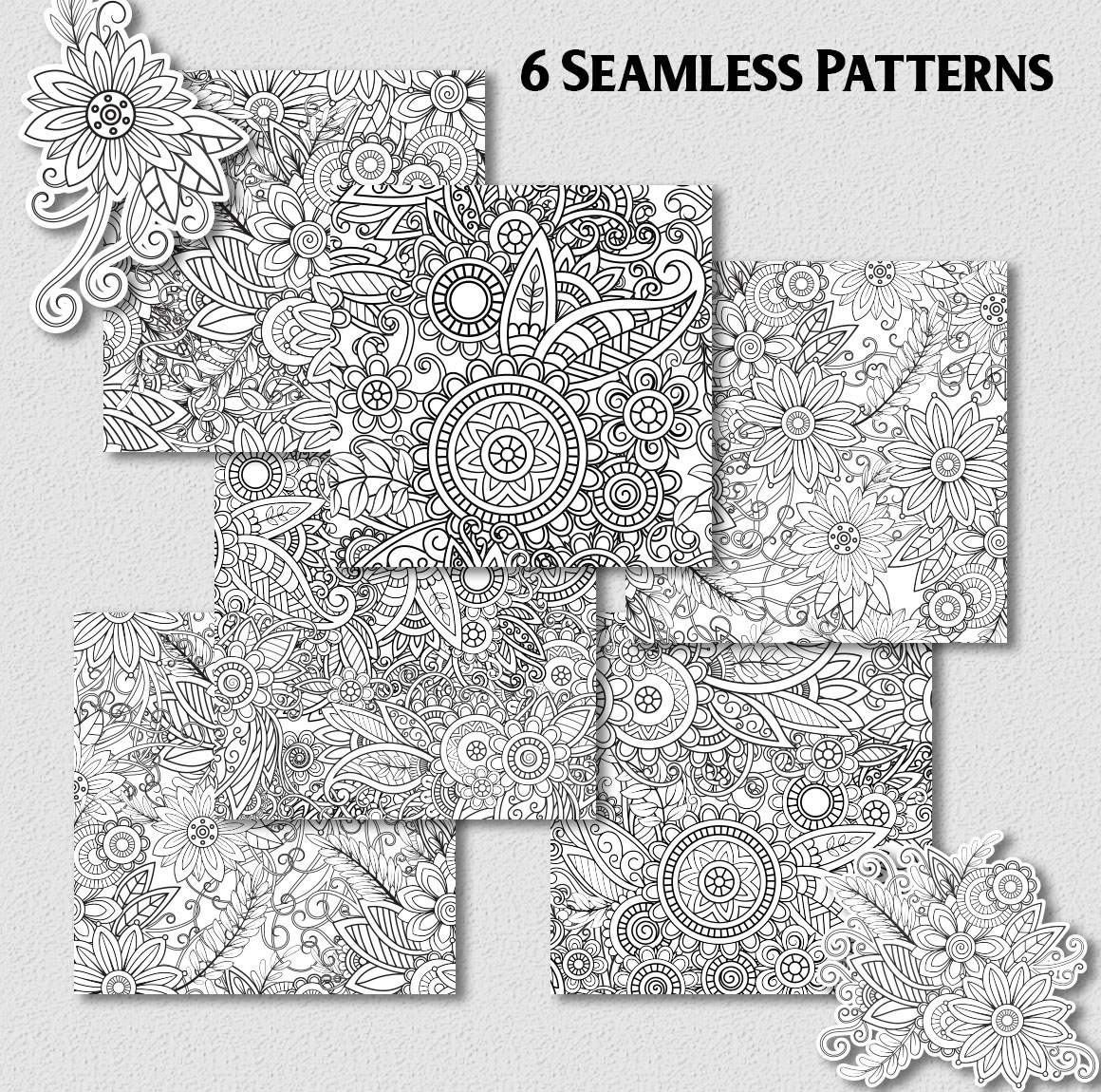 6 Floral Seamless Patterns 6 Floral Seamless Patterns