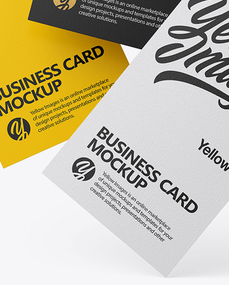 Three Textured Business Cards Mockup - Front View