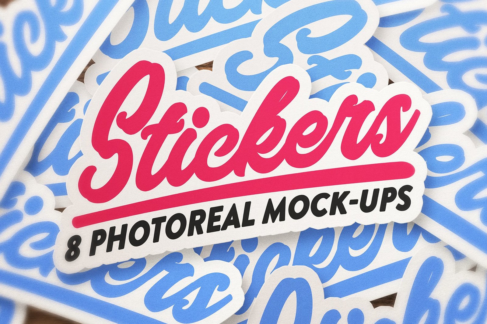 8 Sticker &amp; logo mockup bundle