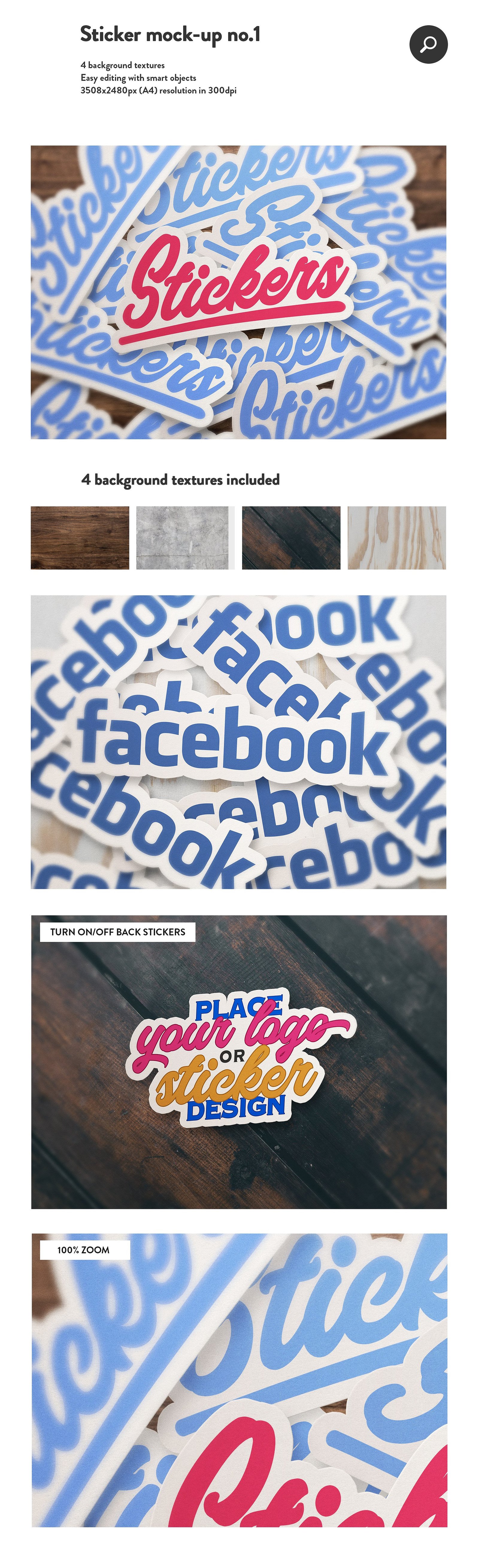 8 Sticker &amp; logo mockup bundle