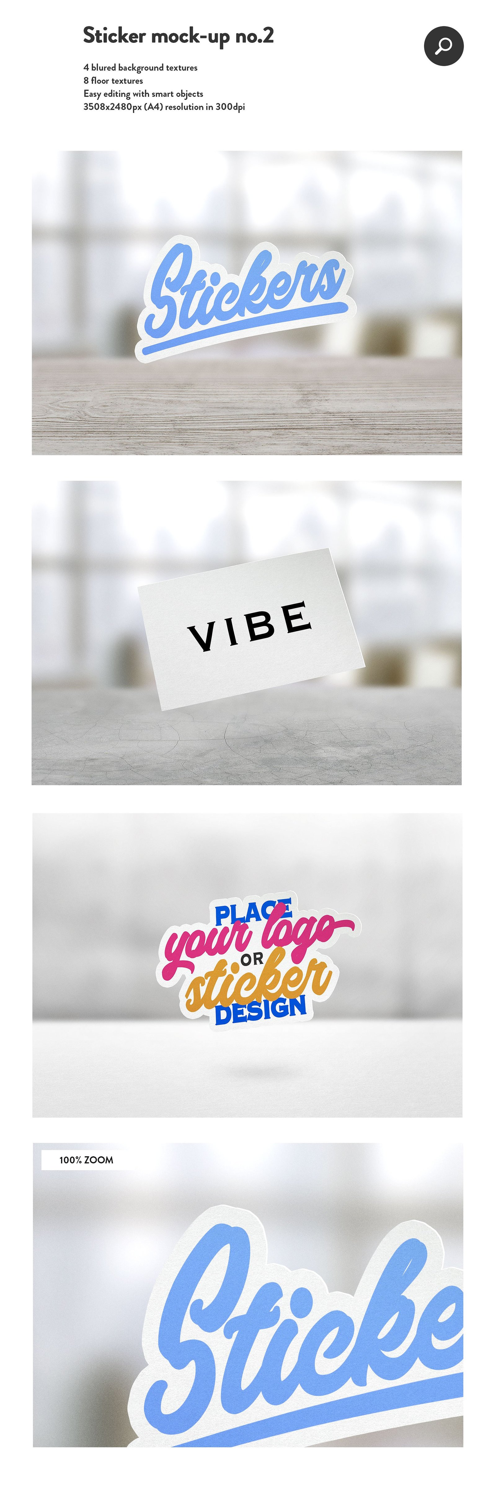 8 Sticker &amp; logo mockup bundle