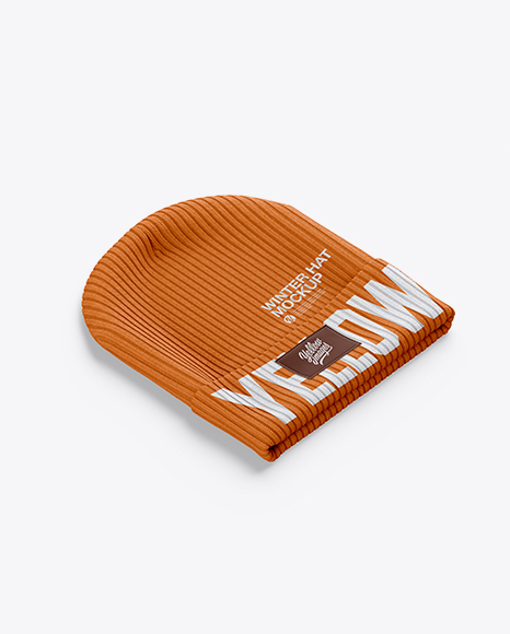 Beanie Hat Mockup - Half Side View (High-Angle Shot)