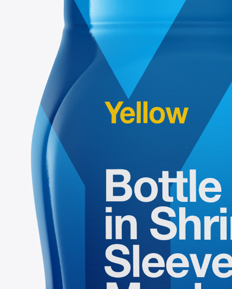 Plastic Bottle in Shrink Sleeve Mockup - Front &amp; Side Views