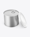 Metallic Tin Can with Transparent Cap Mockup - Front View (High Angle Shot)