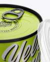 Metallic Tin Can with Transparent Cap Mockup - Front View (High Angle Shot)