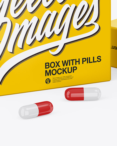 Two Glossy Boxes w/ Pills Mockup - Half Side View