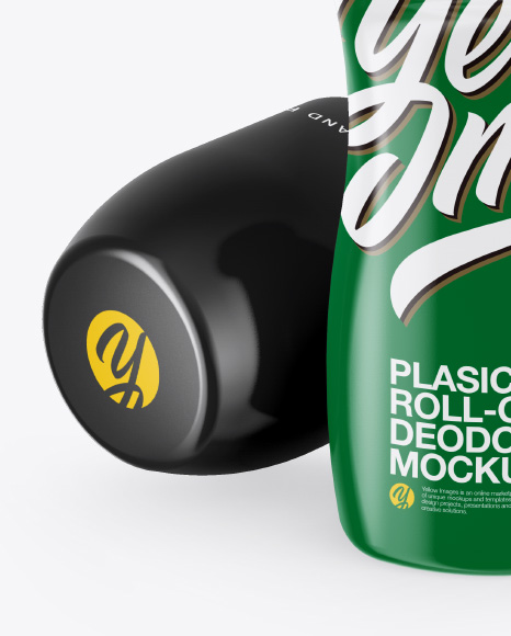 Glossy Roll-On Deodorant Mockup - Front View (High-Angle Shot)