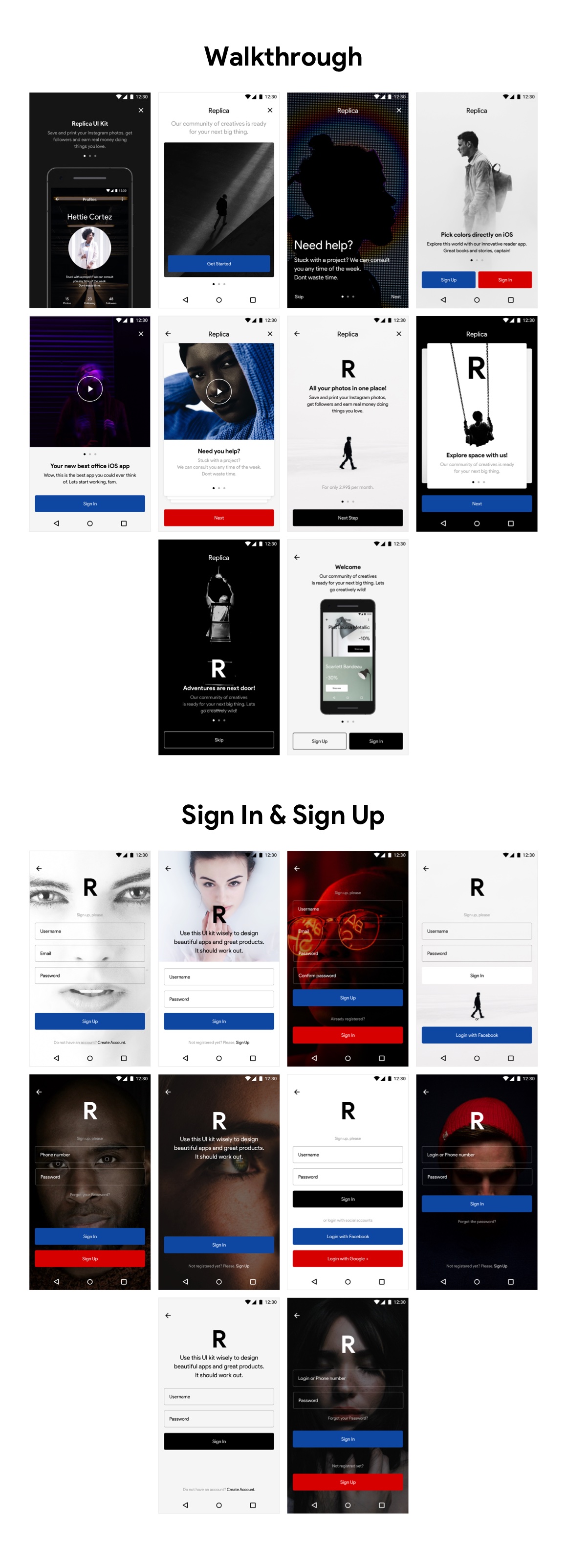 Replica Android UI Kit Replica Android UI Kit