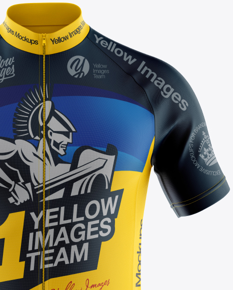 Men's Full-Zip Cycling Jersey Mockup - Front View