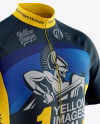 Men's Full-Zip Cycling Jersey Mockup - Half Side View