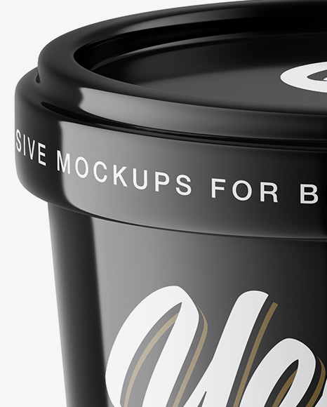 Glossy Ice Cream Cup Mockup (High-Angle Shot)