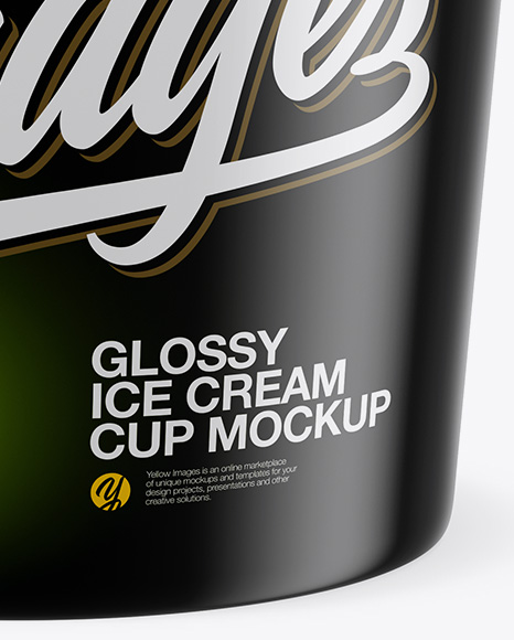 Glossy Ice Cream Cup Mockup (High-Angle Shot)