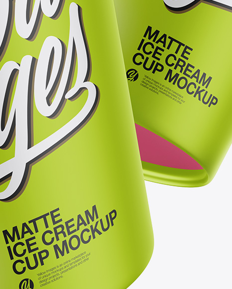 Two Matte Ice Cream Cups Mockup