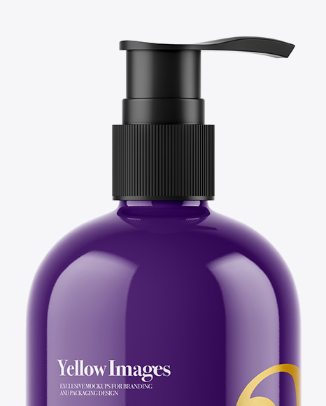 Glossy Liquid Soap Bottle with Pump Mockup