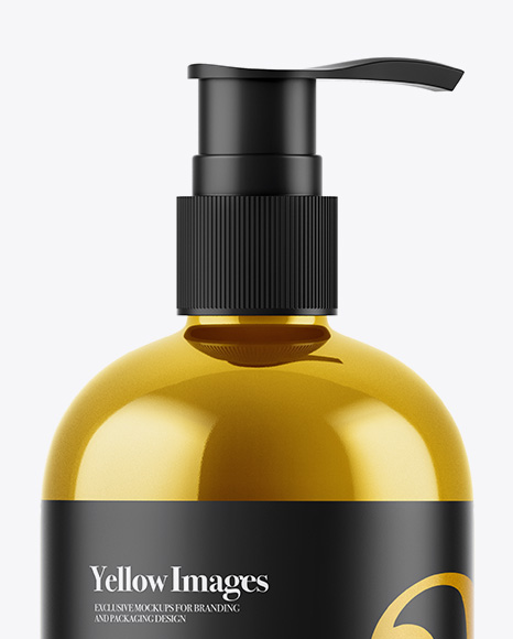 Metallic Liquid Soap Bottle with Pump Mockup