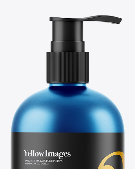 Matte Metallic Liquid Soap Bottle with Pump Mockup